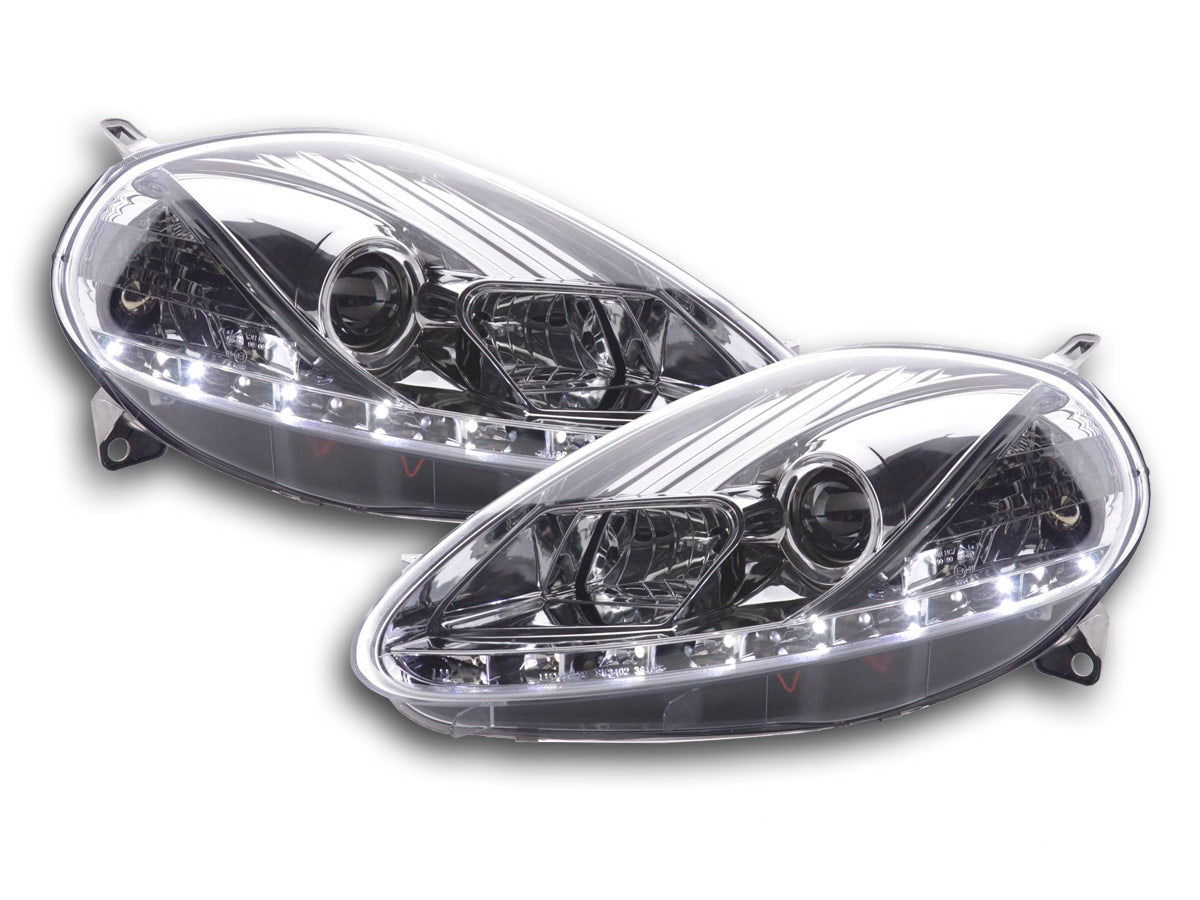 Scheinwerfer Set Daylight LED TFL-Optik Fiat Grande Punto Typ 199 Bj. 08- chrom