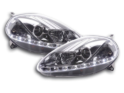 Scheinwerfer Set Daylight LED TFL-Optik Fiat Grande Punto Typ 199 Bj. 08- chrom
