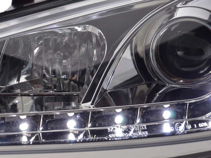 Scheinwerfer Set Daylight LED TFL-Optik Ford Fiesta Typ MK6 Bj. 03-07 chrom