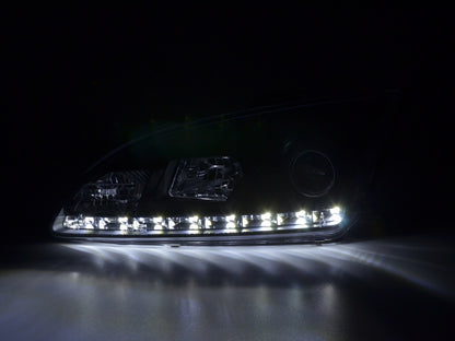 Scheinwerfer Set Daylight LED TFL-Optik Ford Focus 4/5-trg. Bj. 05-08 schwarz für Rechtslenker