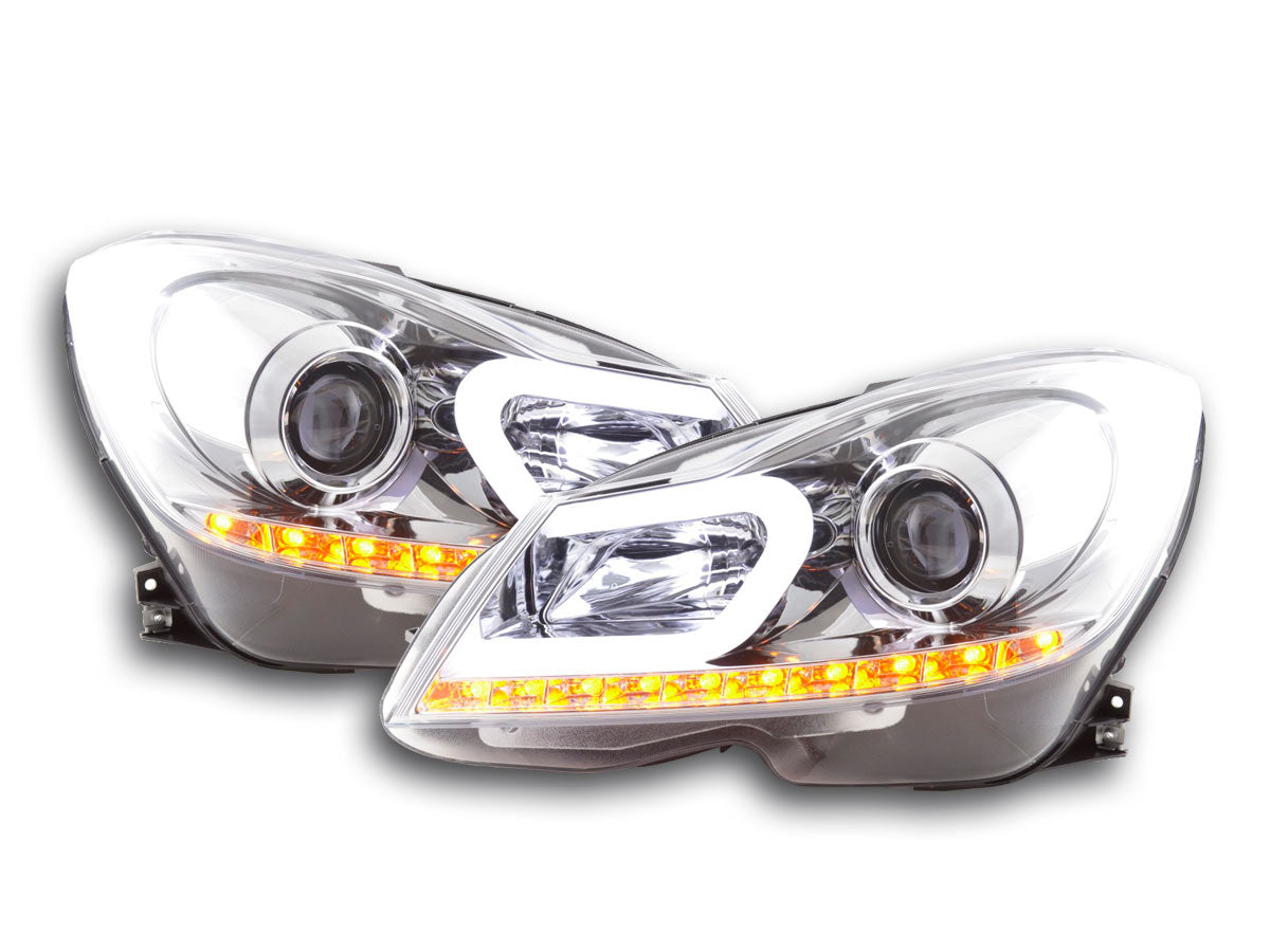 Scheinwerfer Set Daylight LED TFL-Optik Mercedes C-Klasse W204 Bj. 11-14 chrom