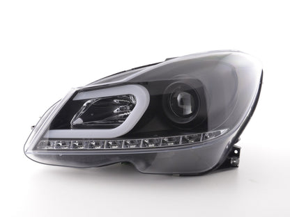 Scheinwerfer Set Daylight LED TFL-Optik Mercedes C-Klasse W204 Bj. 11-14 schwarz