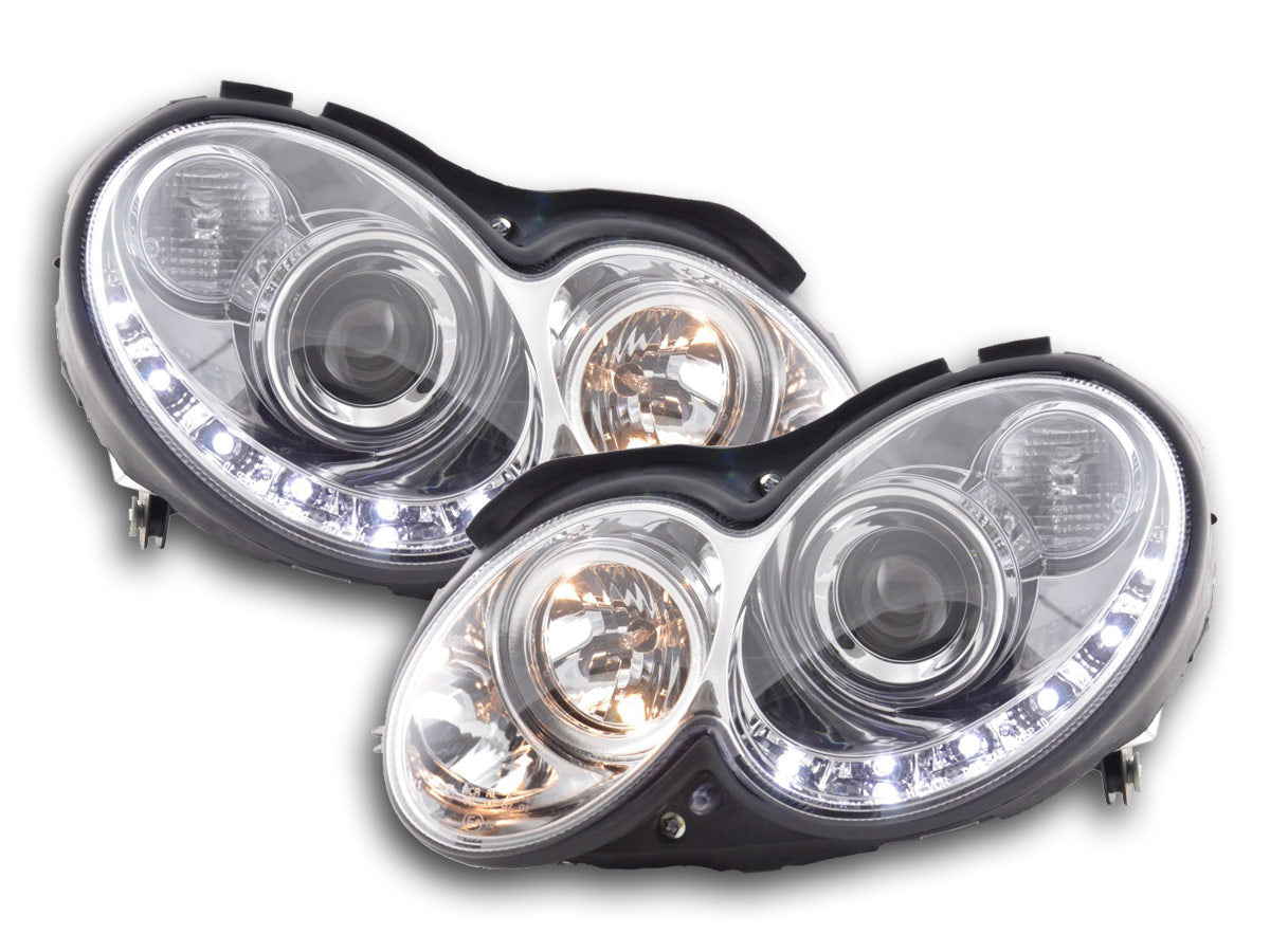 Scheinwerfer Set Daylight LED TFL-Optik Mercedes CLK W209 Bj. 04-09 chrom