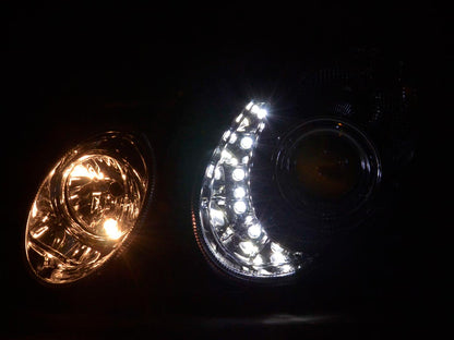 Scheinwerfer Set Daylight LED TFL-Optik Mercedes E-Klasse 211 Bj. 02-06 chrom