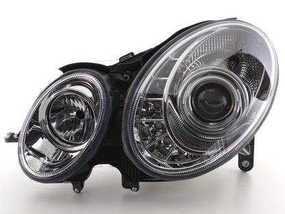 Scheinwerfer Set Daylight LED TFL-Optik Mercedes E-Klasse 211 Bj. 02-06 chrom