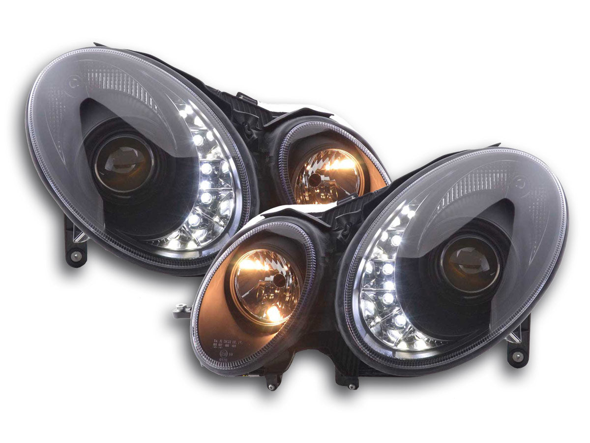 Scheinwerfer Set Daylight LED TFL-Optik Mercedes E-Klasse 211 Bj. 02-06 schwarz