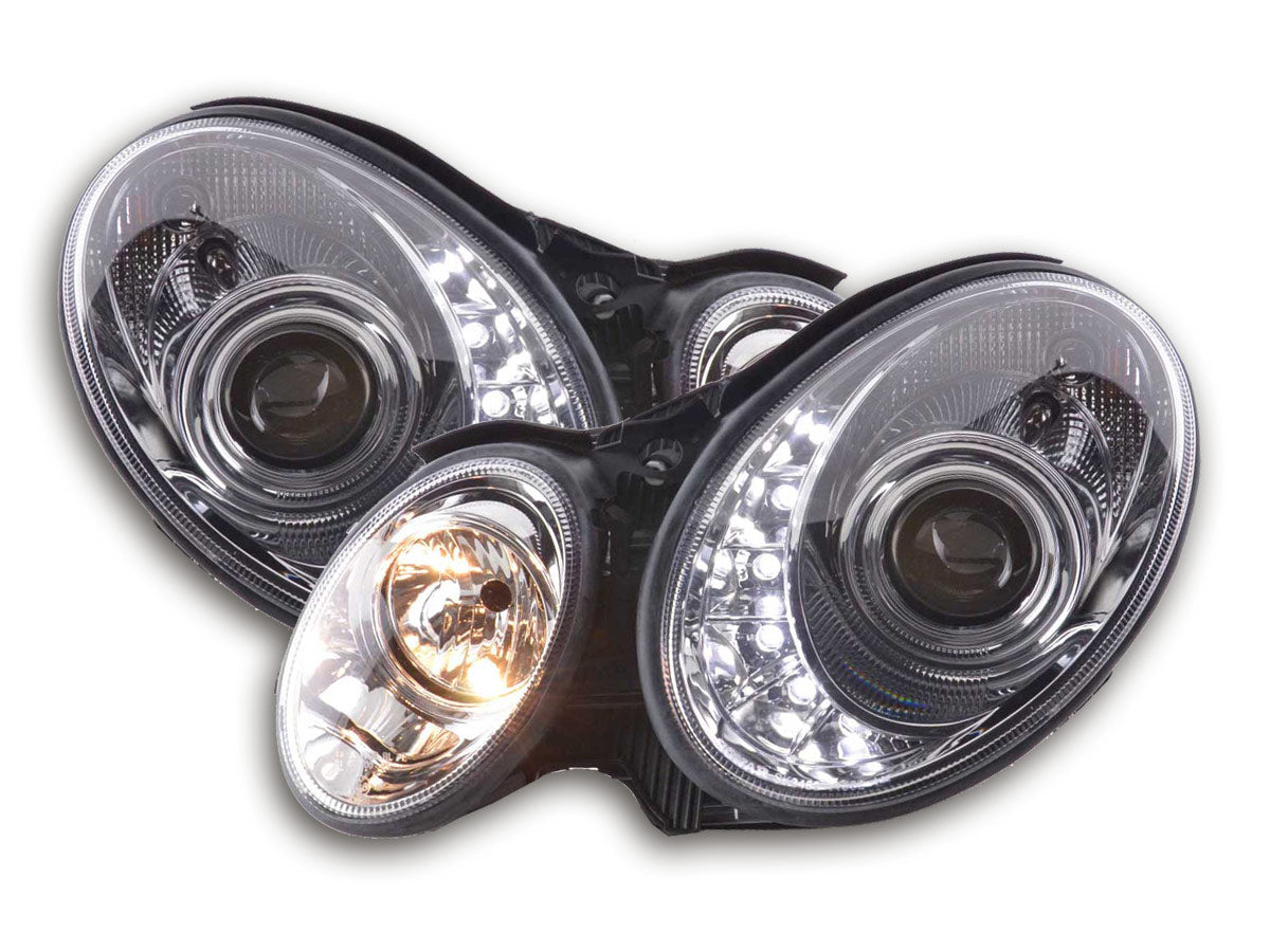 Scheinwerfer Set Daylight LED TFL-Optik Mercedes E-Klasse Typ W211  02-06 chrom