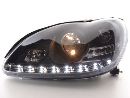 Scheinwerfer Set Daylight LED TFL-Optik Mercedes S-Klasse W220 Bj. 02-05 schwarz