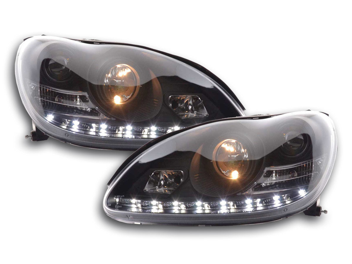 Scheinwerfer Set Daylight LED TFL-Optik Mercedes S-Klasse W220 Bj. 02-05 schwarz