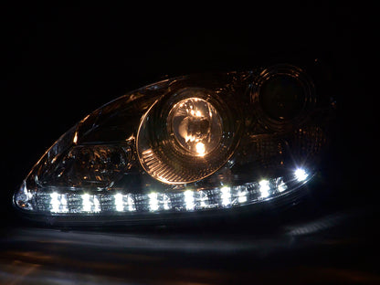 Scheinwerfer Set Daylight LED TFL-Optik Mercedes S-Klasse W220 Bj. 02-05 chrom