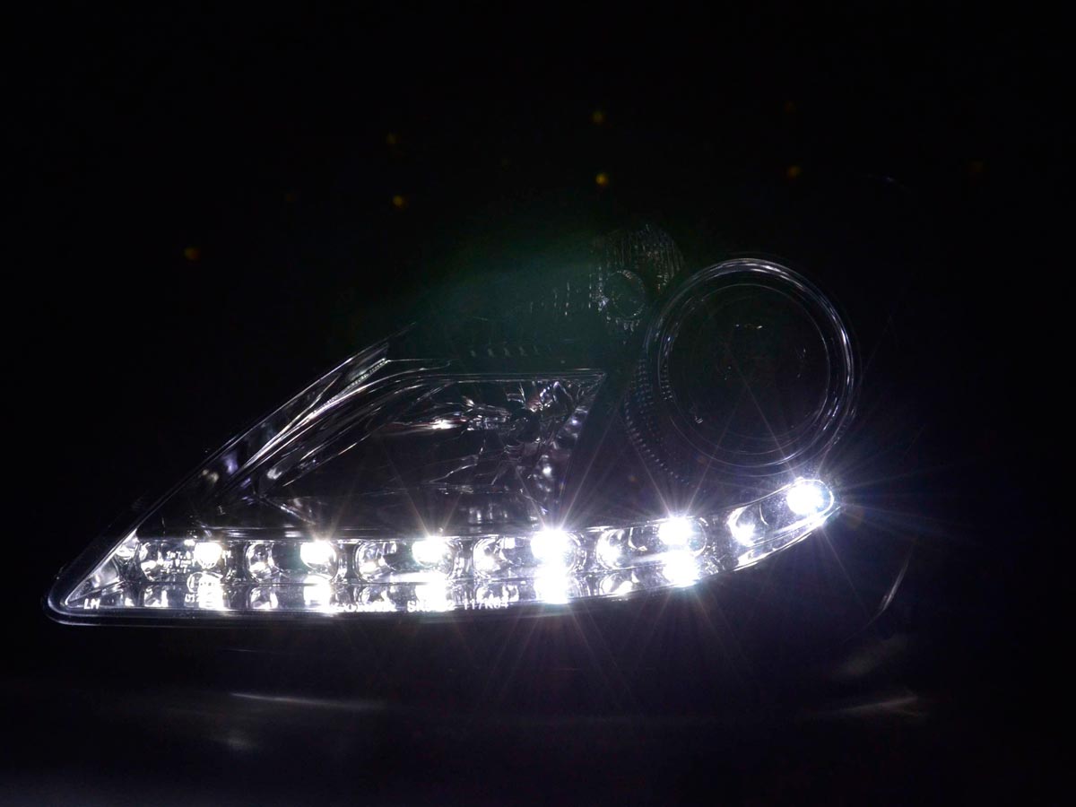 Scheinwerfer Set Daylight LED TFL-Optik Mercedes SLK R171 Bj. 04-11 chrom