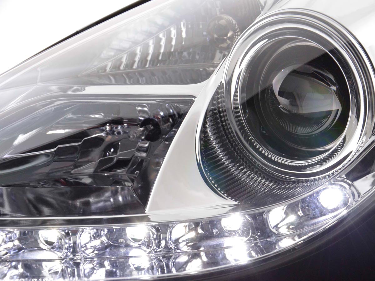 Scheinwerfer Set Daylight LED TFL-Optik Mercedes SLK R171 Bj. 04-11 chrom