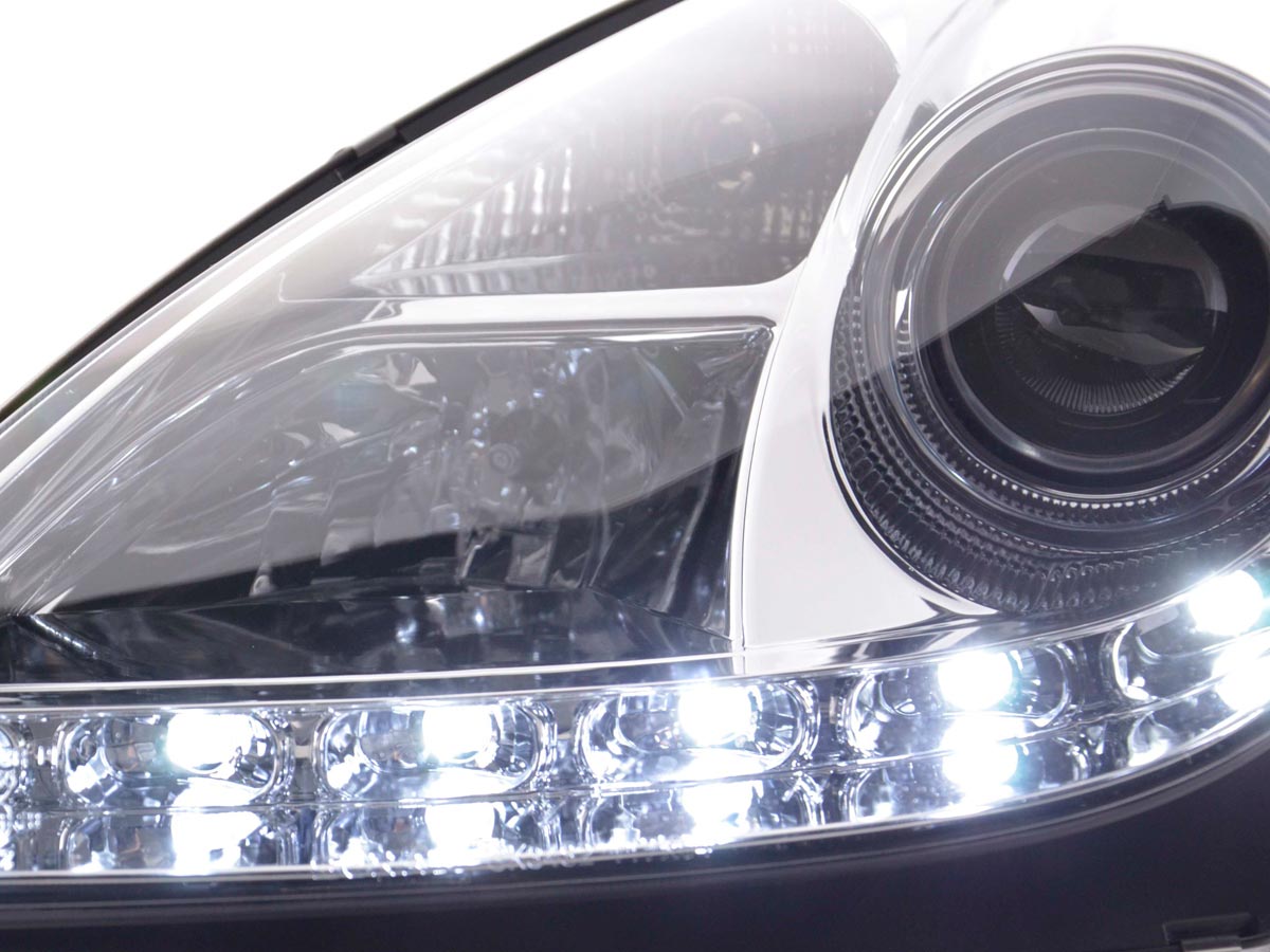 Scheinwerfer Set Xenon Daylight LED Tagfahrlicht Mercedes SLK R171 chrom