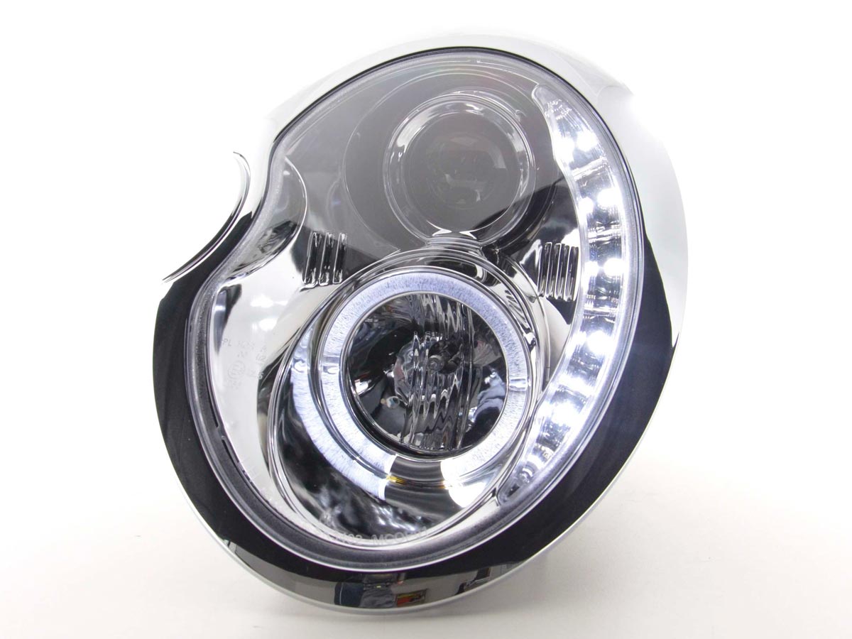 Scheinwerfer Set Daylight LED TFL-Optik Mini Cooper Typ R50 Bj. 01-06 chrom
