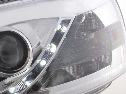 Scheinwerfer Set Daylight LED TFL-Optik Opel Astra G Bj. 98-03 chrom