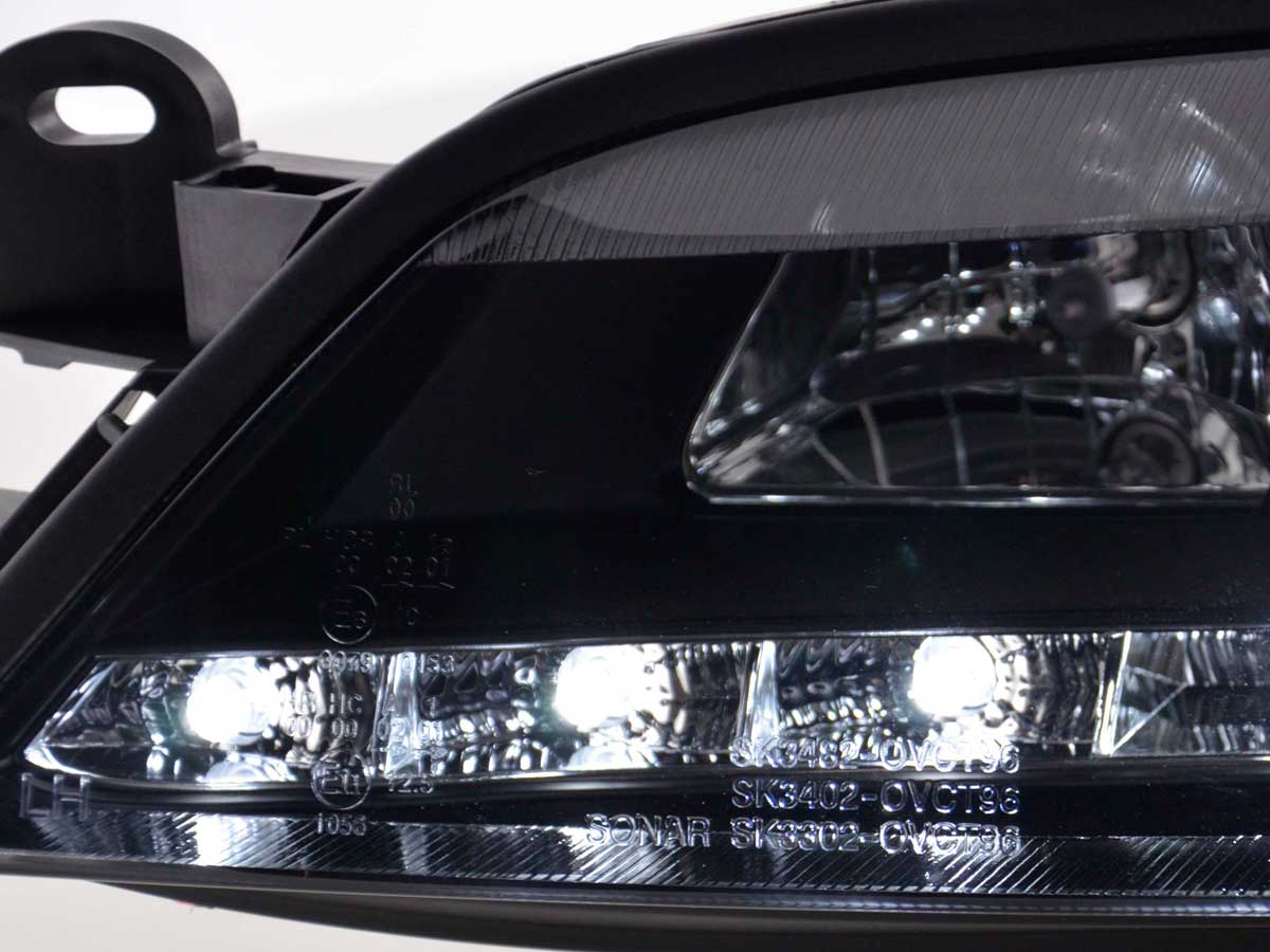Scheinwerfer Set Daylight LED Tagfahrlicht Opel Vectra B Bj. 99-02 schwarz