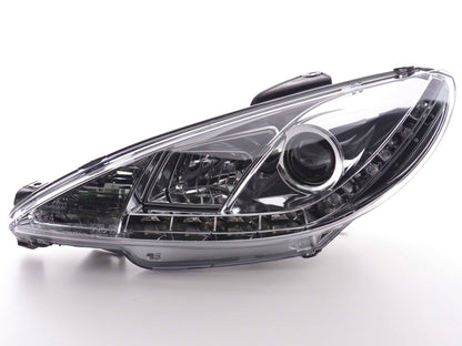 Scheinwerfer Set Daylight LED TFL-Optik Peugeot 206 Bj. 98-02 chrom