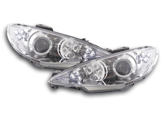 Scheinwerfer Set Daylight LED TFL-Optik Peugeot 206 Bj. 98-05 chrom