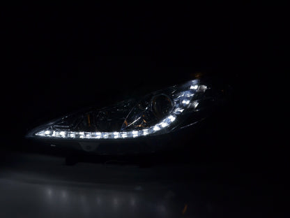 Scheinwerfer Set Daylight LED Tagfahrlicht Peugeot 207 Bj. 06- chrom für Rechtslenker