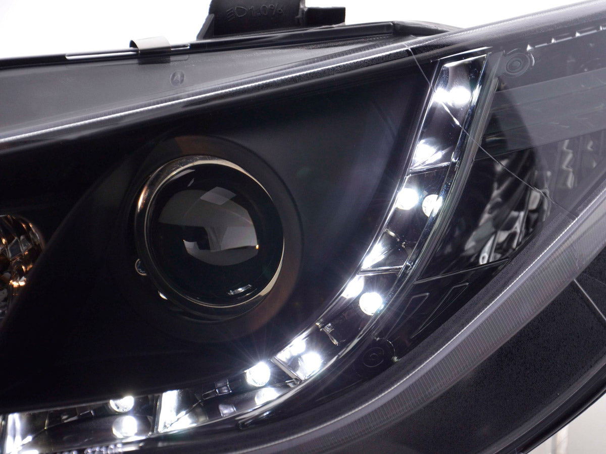 Scheinwerfer Set Daylight LED TFL-Optik Seat Ibiza Typ 6J Bj. 08-12 schwarz