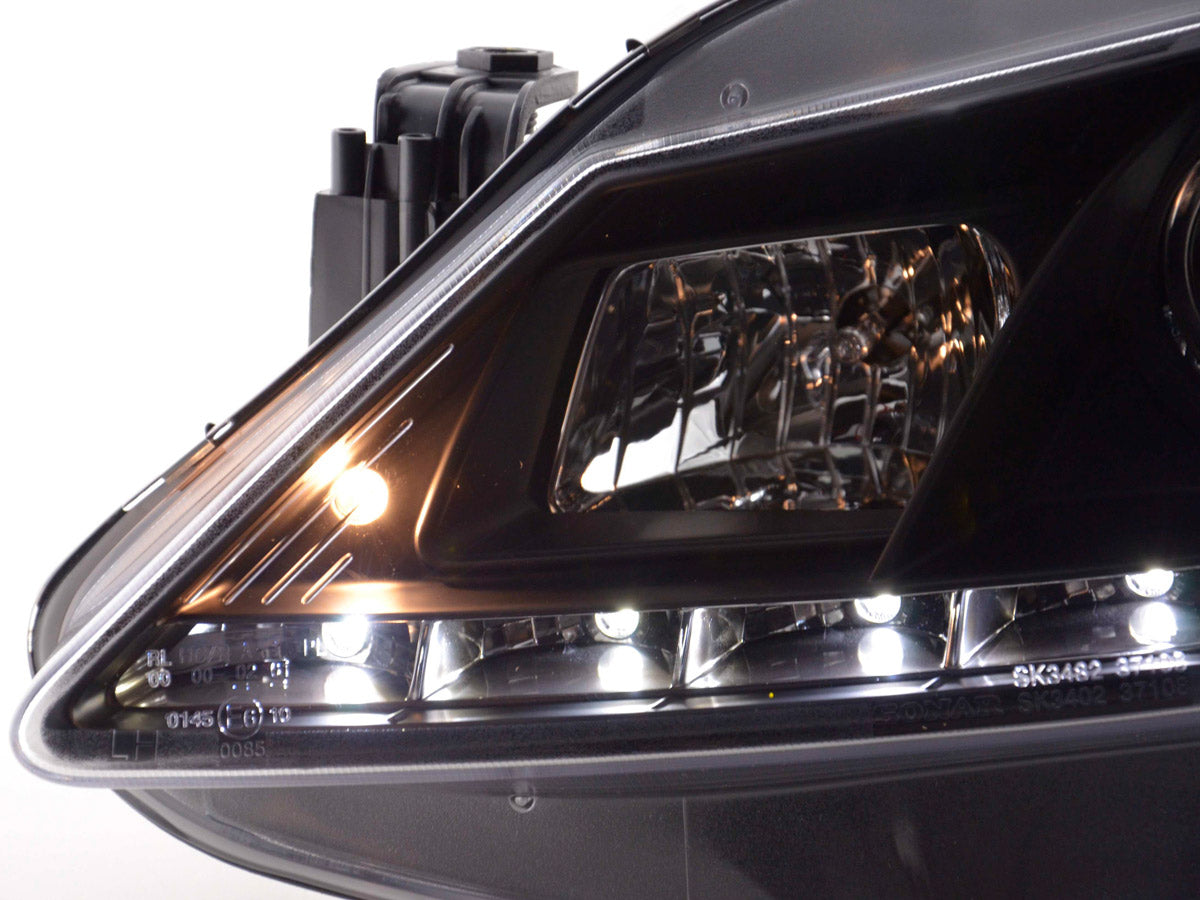 Scheinwerfer Set Daylight LED TFL-Optik Seat Ibiza Typ 6J Bj. 08-12 schwarz