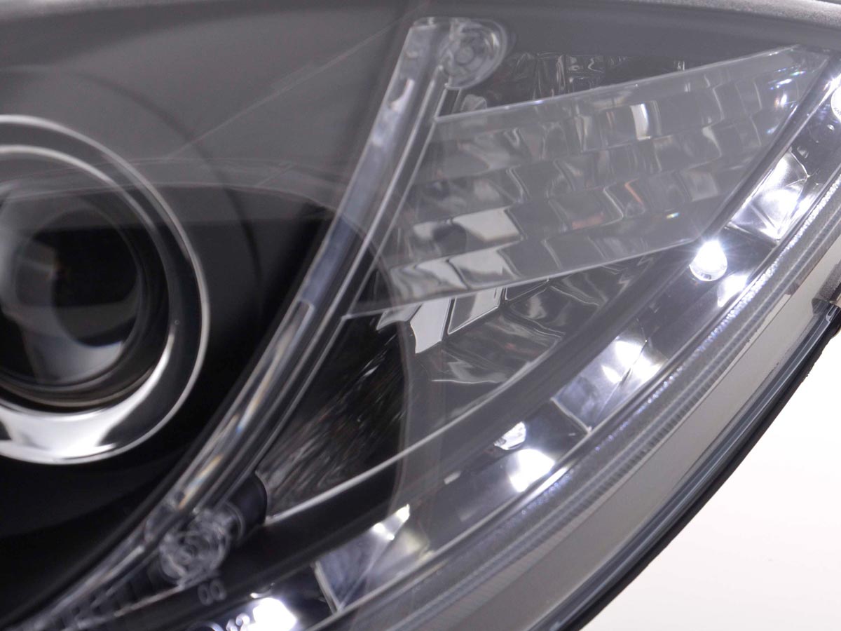 Scheinwerfer Set Daylight LED TFL-Optik Seat Leon Typ 1P Bj. 05-09 schwarz