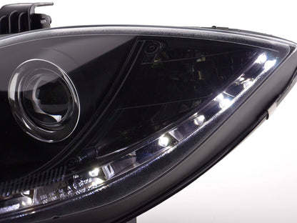 Scheinwerfer Set Daylight LED TFL-Optik Seat Leon 1P  09- schwarz