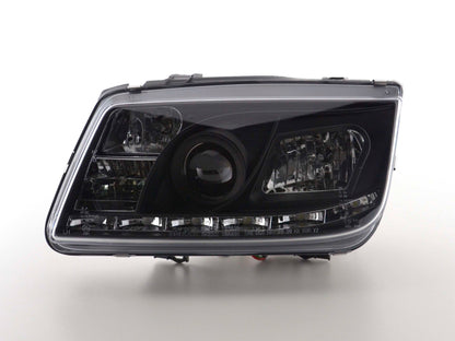 Scheinwerfer Set Daylight LED Tagfahrlicht VW Bora Bj. 98-05 schwarz