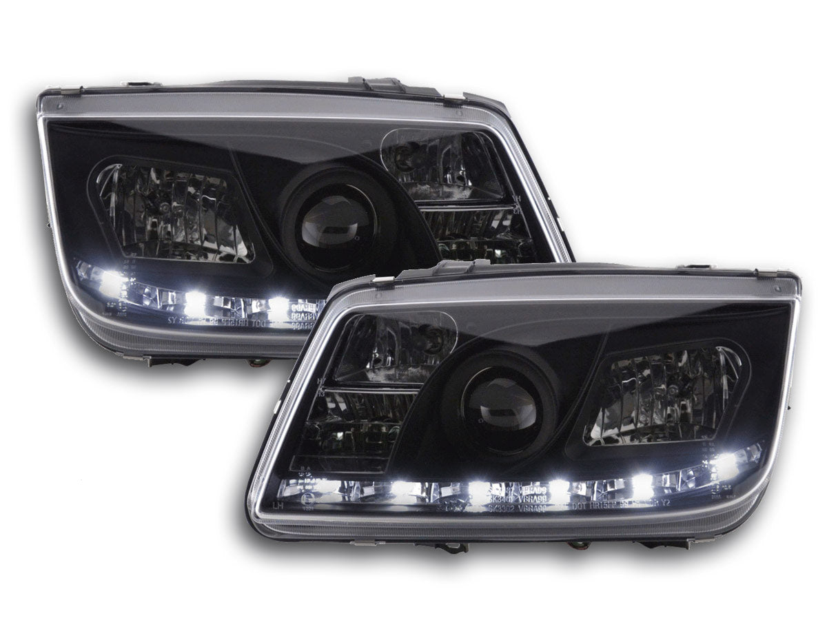 Scheinwerfer Set Daylight LED Tagfahrlicht VW Bora Bj. 98-05 schwarz