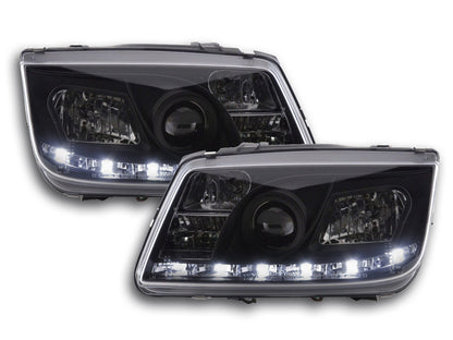 Scheinwerfer Set Daylight LED Tagfahrlicht VW Bora Bj. 98-05 schwarz