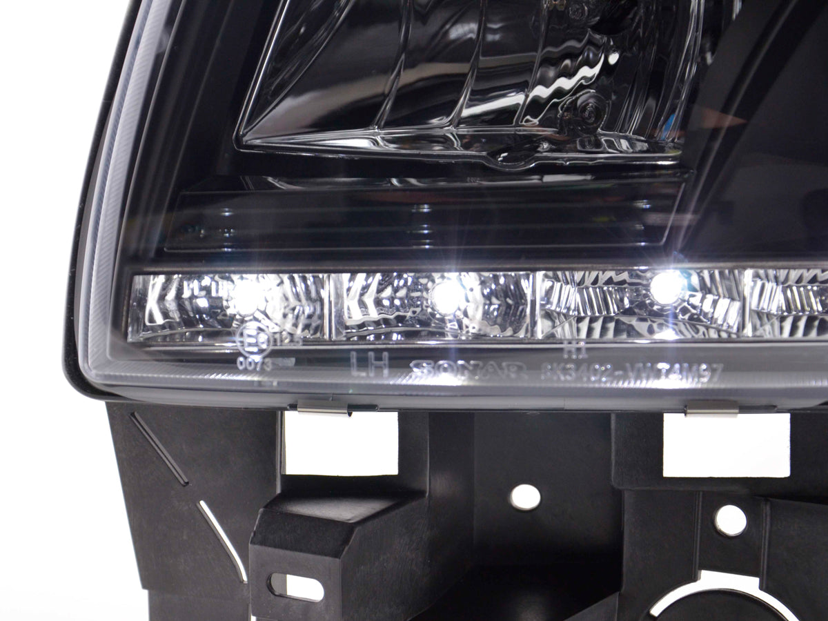 Scheinwerfer Set Daylight LED TFL-Optik VW Bus Typ T4  96-03 schwarz