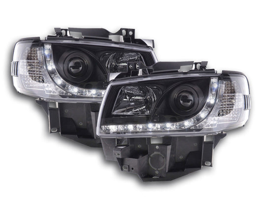 Scheinwerfer Set Daylight LED TFL-Optik VW Bus Typ T4  96-03 schwarz