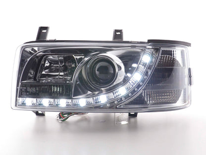 Scheinwerfer Set Daylight LED Tagfahrlicht VW Bus T4 Bj. 90-96 chrom