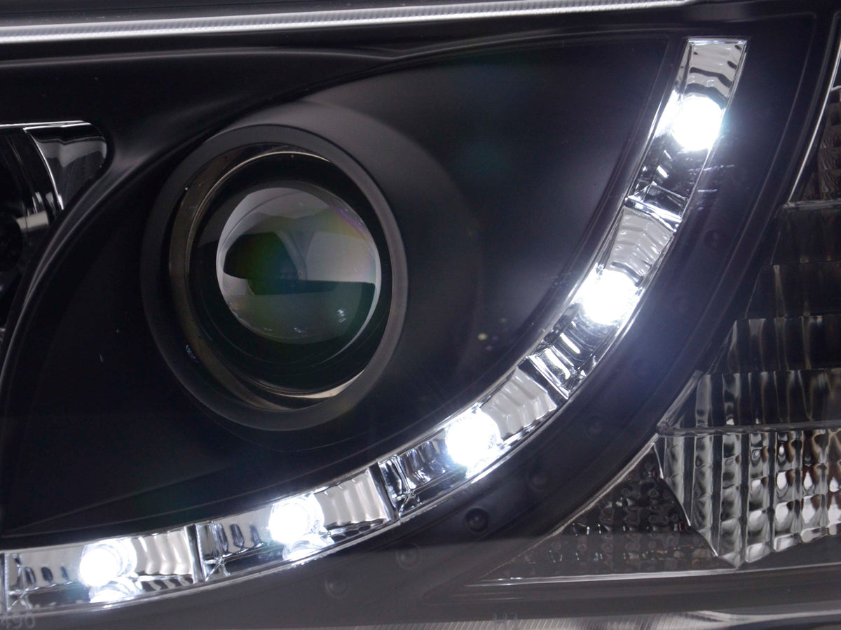 Scheinwerfer Set Daylight LED Tagfahrlicht VW Bus T4 Bj. 90-96 schwarz