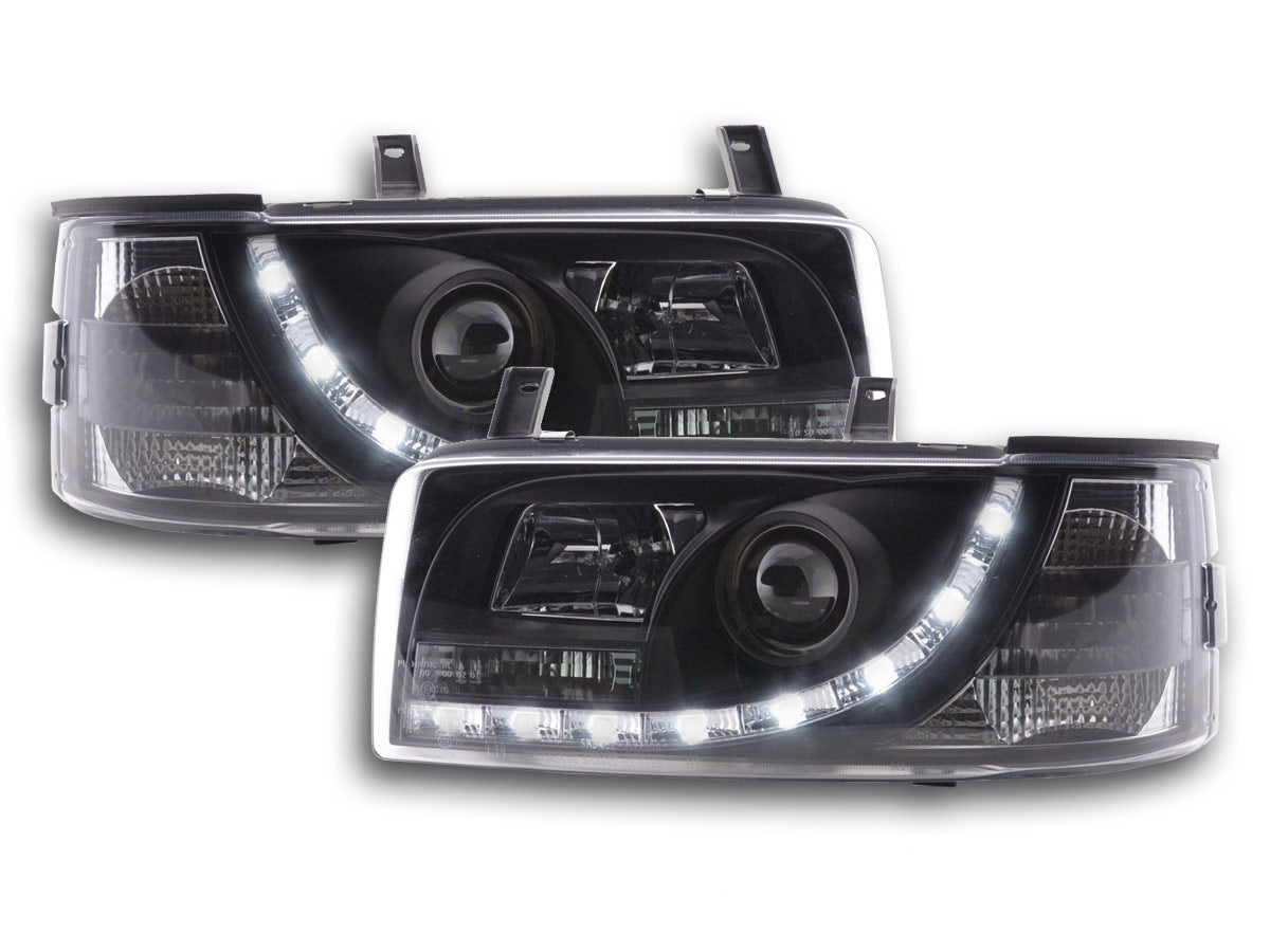 Scheinwerfer Set Daylight LED Tagfahrlicht VW Bus T4 Bj. 90-96 schwarz