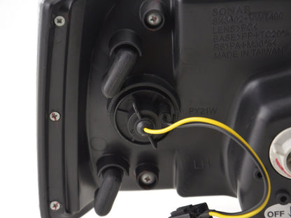 Scheinwerfer Set Daylight LED TFL-Optik VW Bus Typ T4 Bj. 90-03 schwarz für Rechtslenker