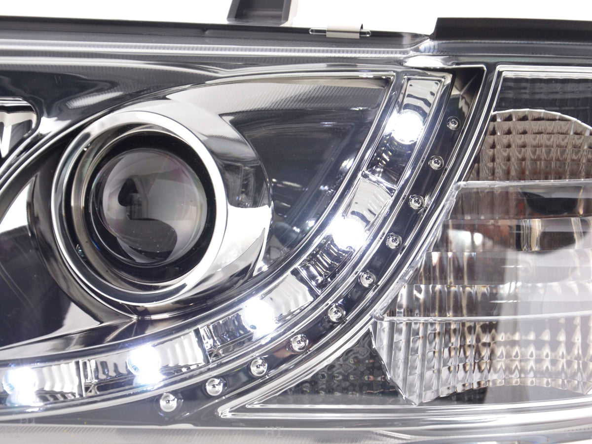 Scheinwerfer Set Daylight LED TFL-Optik VW Bus T4 Bj. 90-03 chrom
