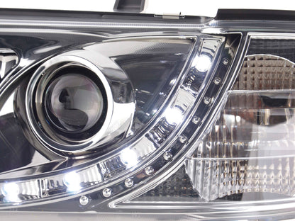 Scheinwerfer Set Daylight LED TFL-Optik VW Bus T4 Bj. 90-03 chrom