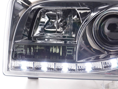 Scheinwerfer Set Daylight LED TFL-Optik VW Bus T4 Bj. 90-03 chrom