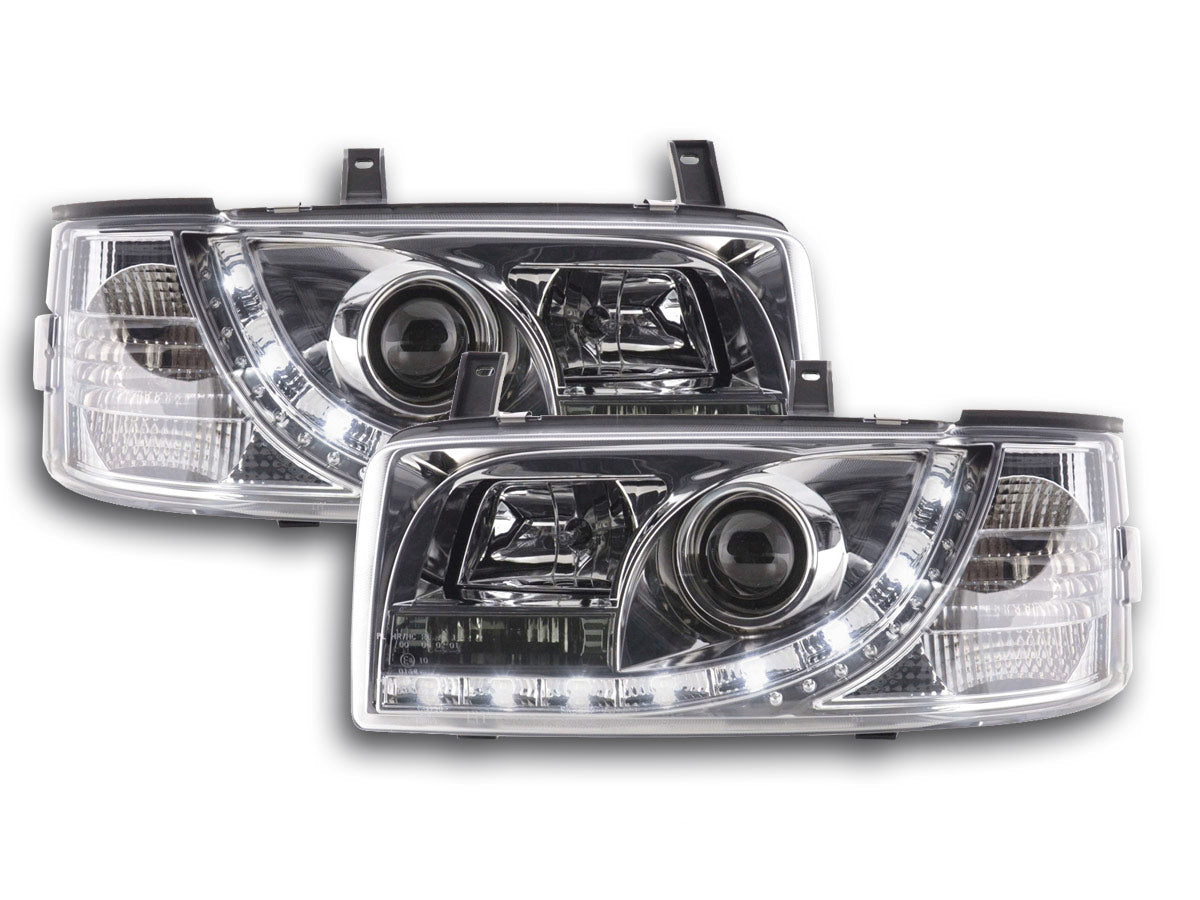 Scheinwerfer Set Daylight LED TFL-Optik VW Bus T4 Bj. 90-03 chrom
