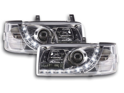Scheinwerfer Set Daylight LED TFL-Optik VW Bus T4 Bj. 90-03 chrom