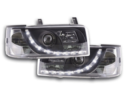 Scheinwerfer Set Daylight LED TFL-Optik VW Bus T4 Bj. 90-03 schwarz