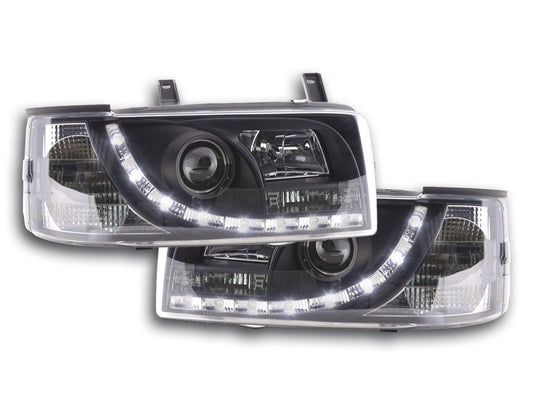 Scheinwerfer Set Daylight LED TFL-Optik VW Bus Typ T4 Bj. 90-03 schwarz
