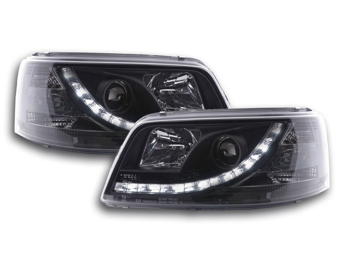 Scheinwerfer Set Daylight LED TFL-Optik VW Bus T5 Bj. 03-09 schwarz
