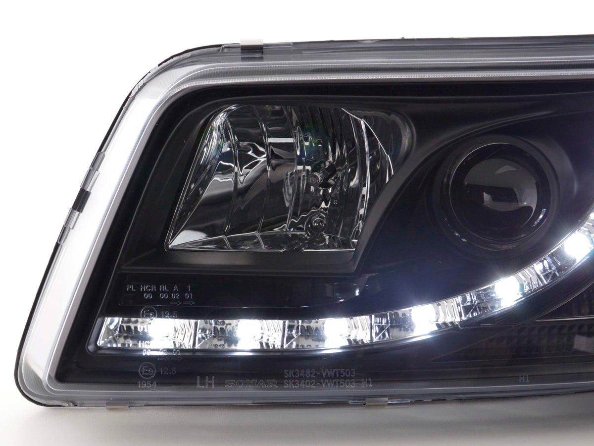 Scheinwerfer Set Daylight LED Tagfahrlicht VW Bus T5 Bj. 03-09 schwarz