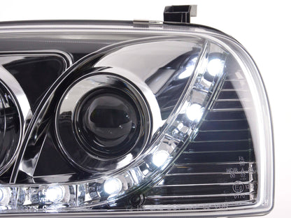 Scheinwerfer Set Daylight LED Tagfahrlicht VW Golf 3 Bj. 91-97 chrom