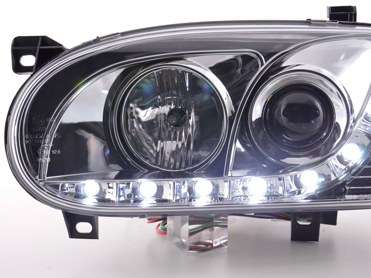 Scheinwerfer Set Daylight LED Tagfahrlicht VW Golf 3 Bj. 91-97 chrom