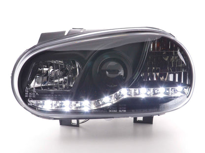 Scheinwerfer Set Daylight LED TFL-Optik VW Golf 4 Typ 1J Bj. 98-03 schwarz