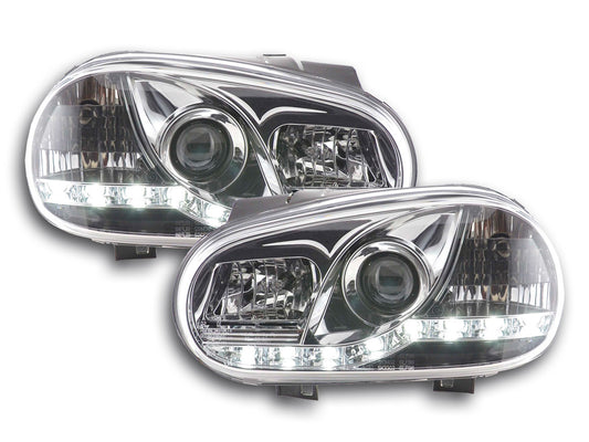 Scheinwerfer Set Daylight LED Tagfahrlicht VW Golf 4 Bj. 97-03 chrom