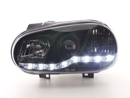 Scheinwerfer Set Daylight LED Tagfahrlicht VW Golf 4 Bj. 97-03 schwarz